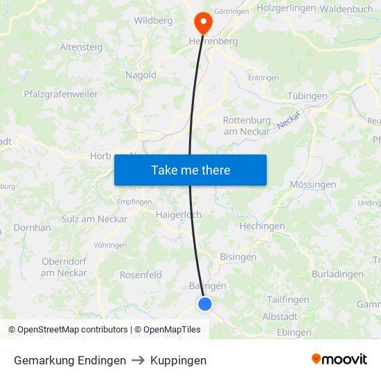 Gemarkung Endingen to Kuppingen map