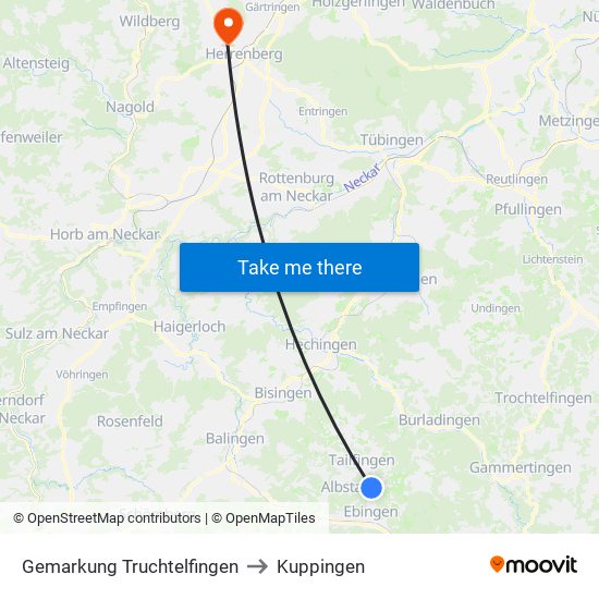 Gemarkung Truchtelfingen to Kuppingen map