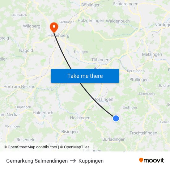 Gemarkung Salmendingen to Kuppingen map