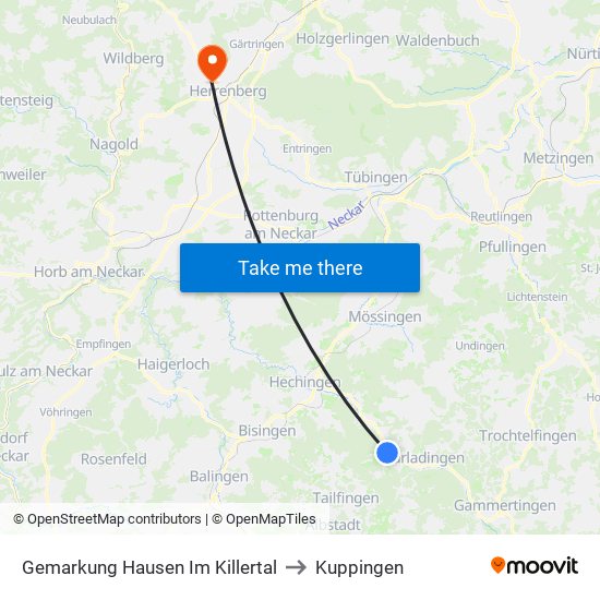 Gemarkung Hausen Im Killertal to Kuppingen map