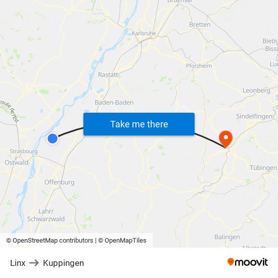 Linx to Kuppingen map