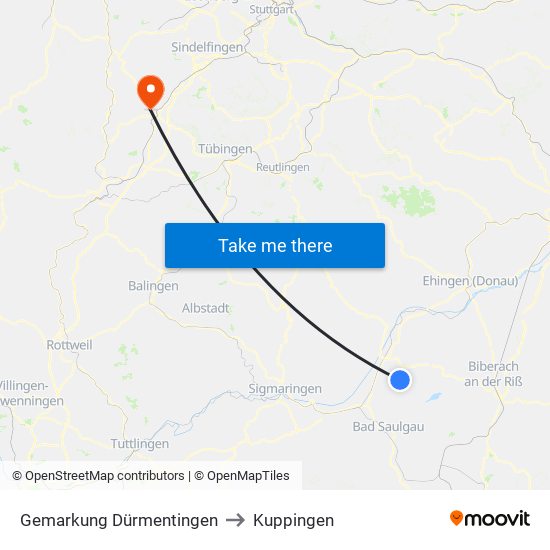 Gemarkung Dürmentingen to Kuppingen map