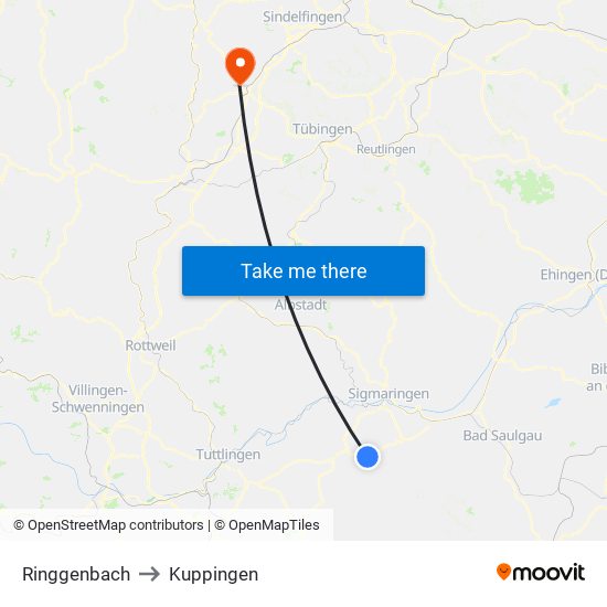 Ringgenbach to Kuppingen map