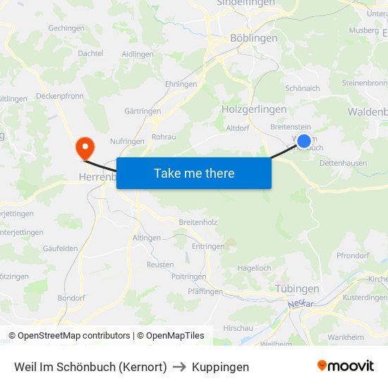 Weil Im Schönbuch (Kernort) to Kuppingen map