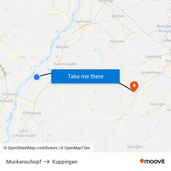 Muckenschopf to Kuppingen map