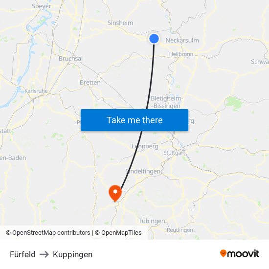 Fürfeld to Kuppingen map