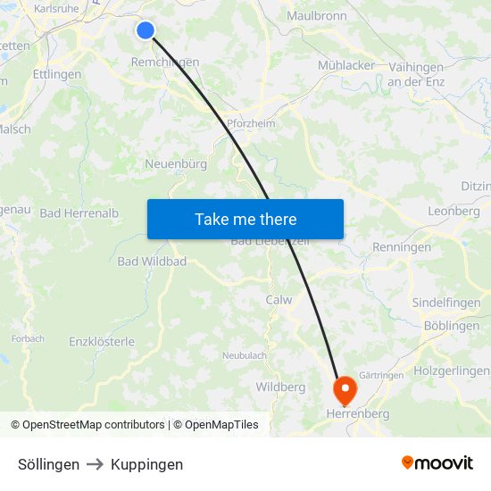 Söllingen to Kuppingen map