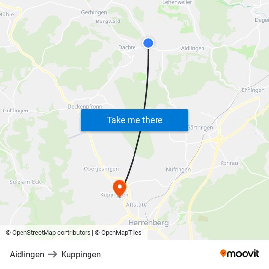 Aidlingen to Kuppingen map