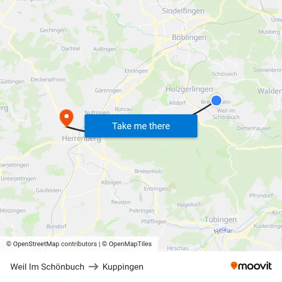 Weil Im Schönbuch to Kuppingen map