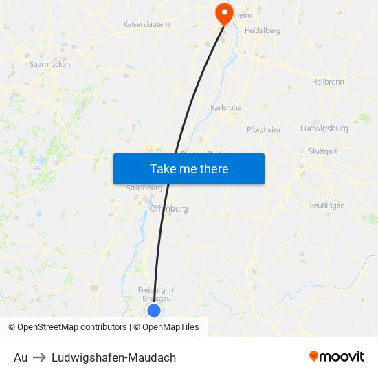 Au to Ludwigshafen-Maudach map