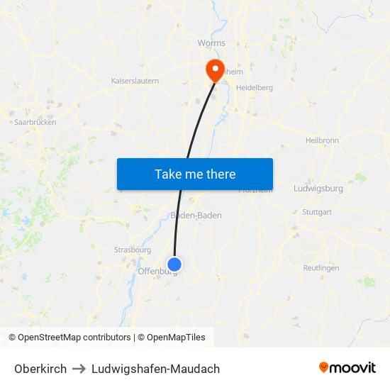 Oberkirch to Ludwigshafen-Maudach map