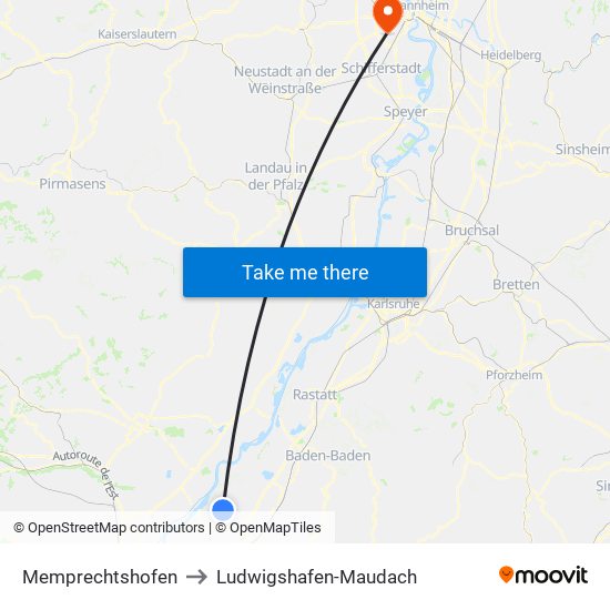 Memprechtshofen to Ludwigshafen-Maudach map