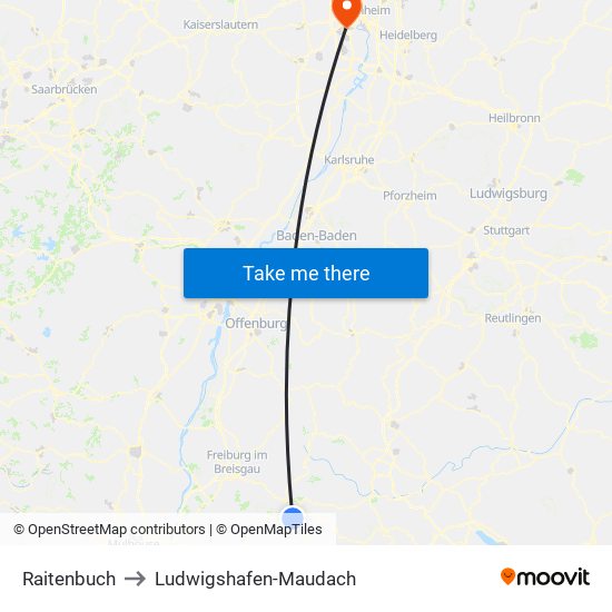 Raitenbuch to Ludwigshafen-Maudach map