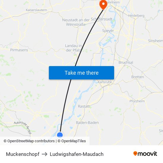 Muckenschopf to Ludwigshafen-Maudach map