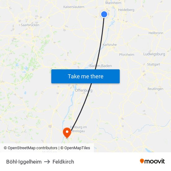 Böhl-Iggelheim to Feldkirch map