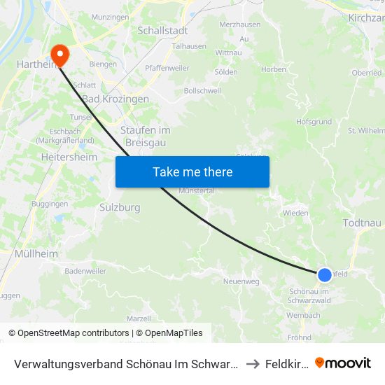 Verwaltungsverband Schönau Im Schwarzwald to Feldkirch map