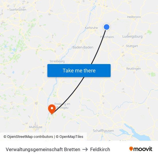 Verwaltungsgemeinschaft Bretten to Feldkirch map