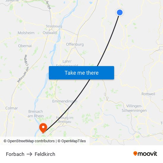 Forbach to Feldkirch map