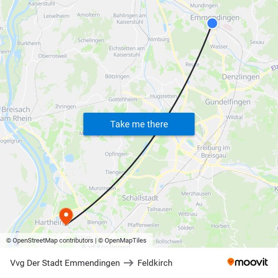 Vvg Der Stadt Emmendingen to Feldkirch map