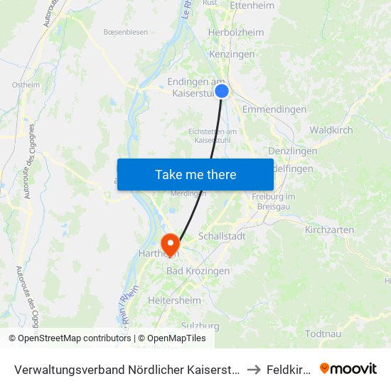 Verwaltungsverband Nördlicher Kaiserstuhl to Feldkirch map