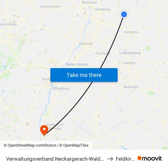 Verwaltungsverband Neckargerach-Waldbrunn to Feldkirch map