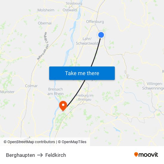 Berghaupten to Feldkirch map