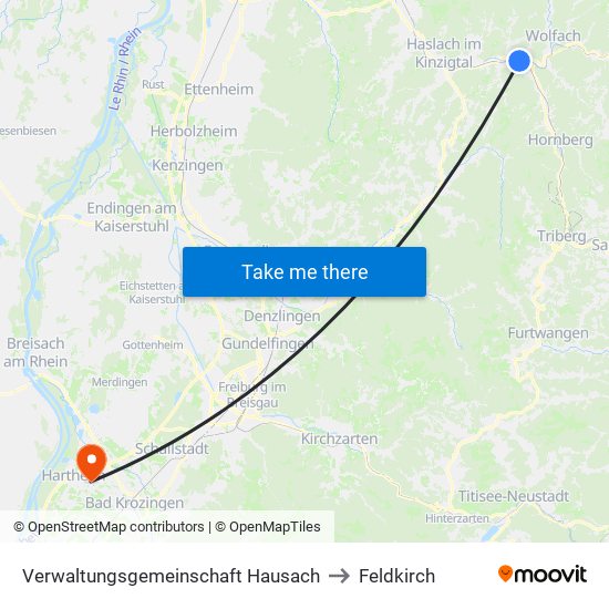 Verwaltungsgemeinschaft Hausach to Feldkirch map