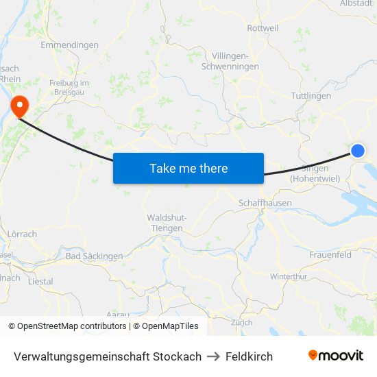Verwaltungsgemeinschaft Stockach to Feldkirch map