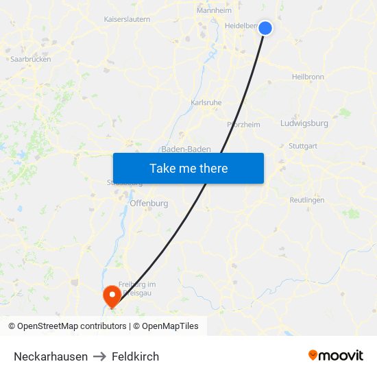 Neckarhausen to Feldkirch map