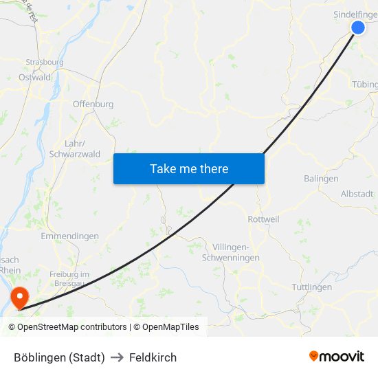 Böblingen (Stadt) to Feldkirch map