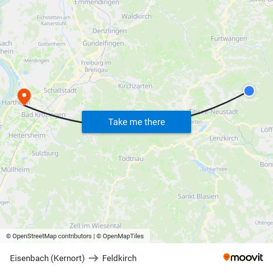 Eisenbach (Kernort) to Feldkirch map