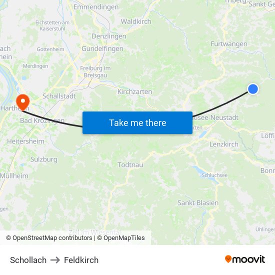 Schollach to Feldkirch map