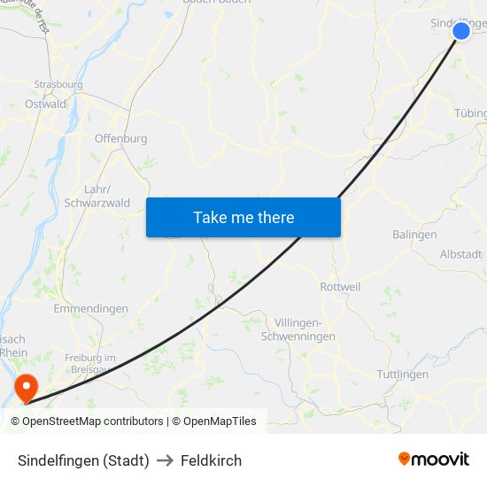 Sindelfingen (Stadt) to Feldkirch map