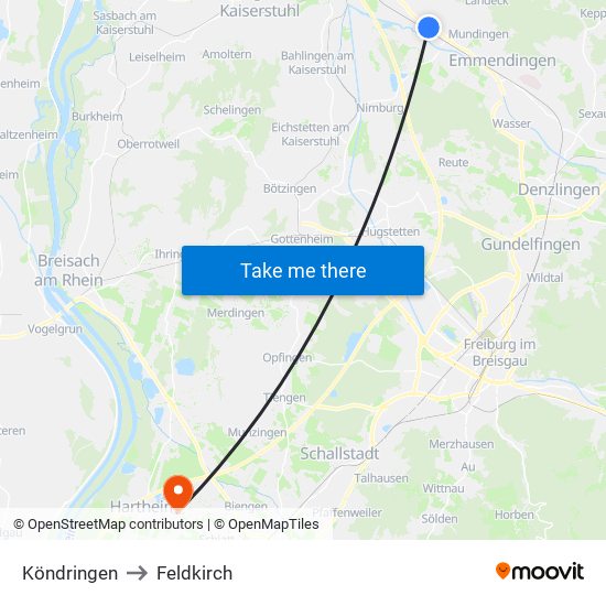 Köndringen to Feldkirch map