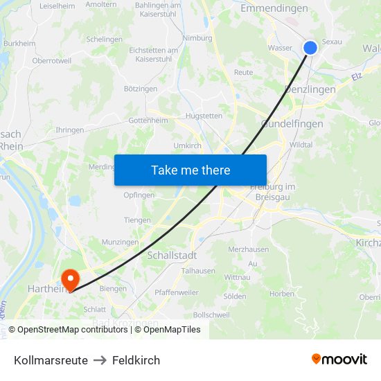 Kollmarsreute to Feldkirch map