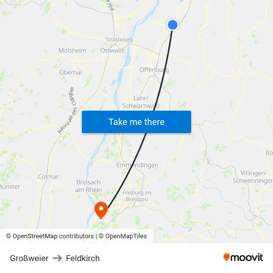 Großweier to Feldkirch map