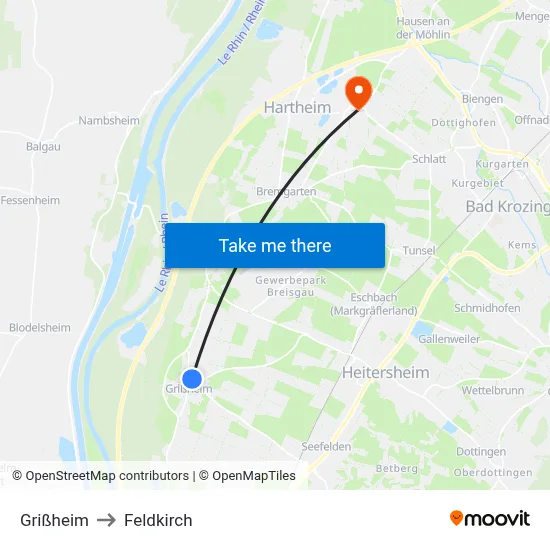 Grißheim to Feldkirch map