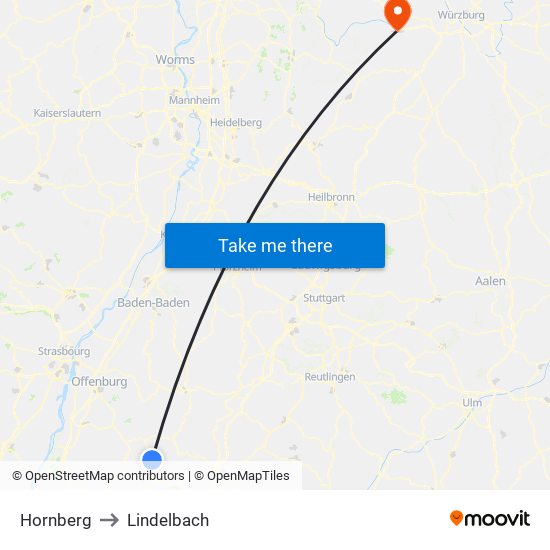 Hornberg to Lindelbach map