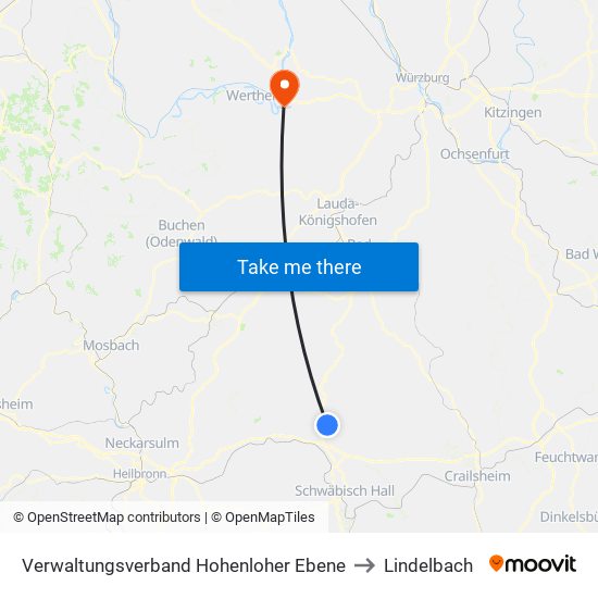 Verwaltungsverband Hohenloher Ebene to Lindelbach map