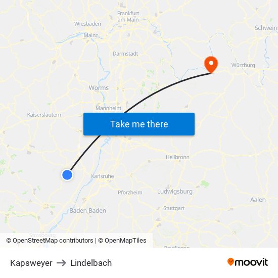 Kapsweyer to Lindelbach map