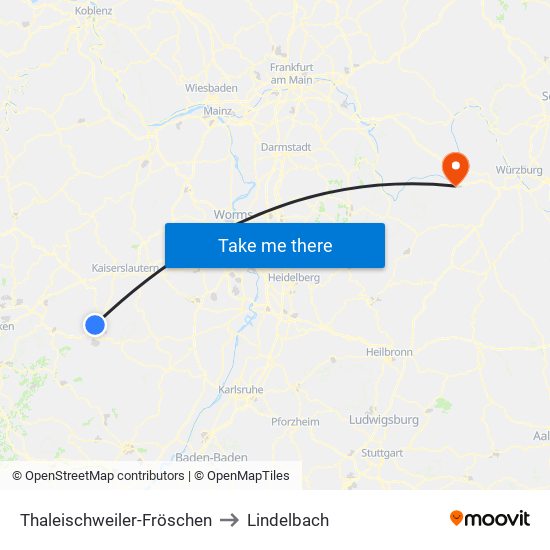 Thaleischweiler-Fröschen to Lindelbach map