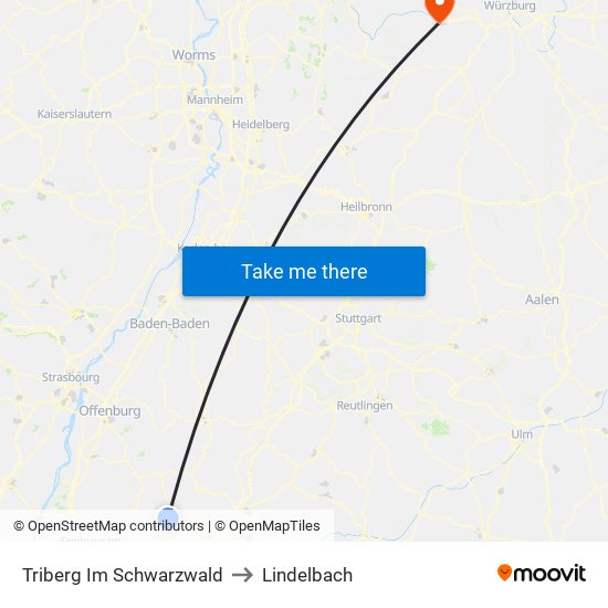 Triberg Im Schwarzwald to Lindelbach map