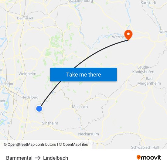 Bammental to Lindelbach map