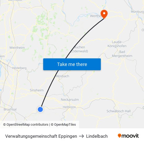 Verwaltungsgemeinschaft Eppingen to Lindelbach map