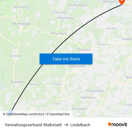 Verwaltungsverband Waibstadt to Lindelbach map
