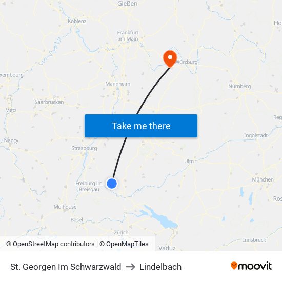 St. Georgen Im Schwarzwald to Lindelbach map