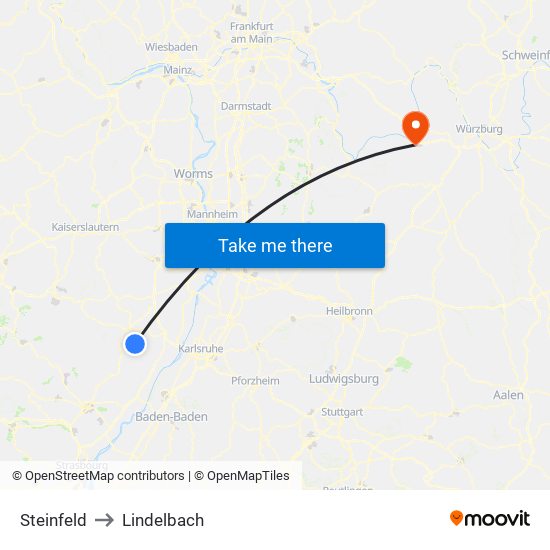 Steinfeld to Lindelbach map