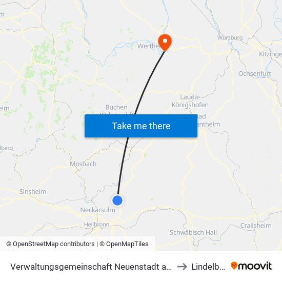 Verwaltungsgemeinschaft Neuenstadt am Kocher to Lindelbach map