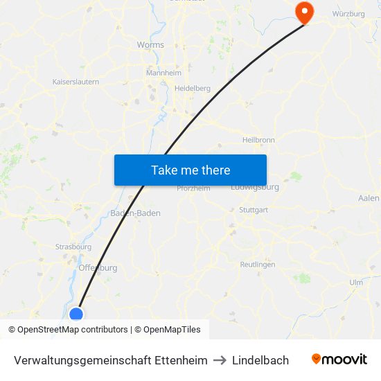 Verwaltungsgemeinschaft Ettenheim to Lindelbach map