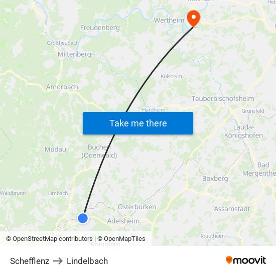 Schefflenz to Lindelbach map